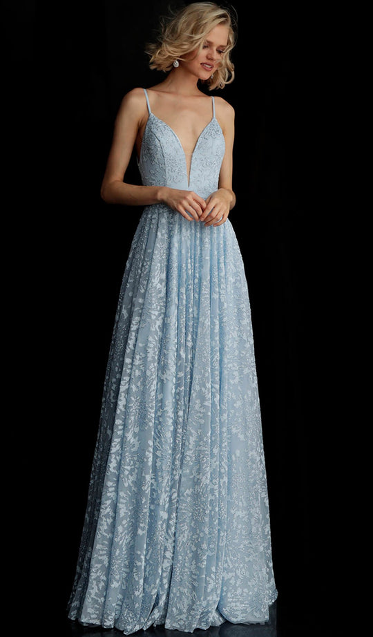 Jovani - 67415 Sequined Lace Plunging V Neck Evening Gown