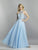 Dave & Johnny - A6745 Bead Embellished Jewel A-Line Gown In Blue