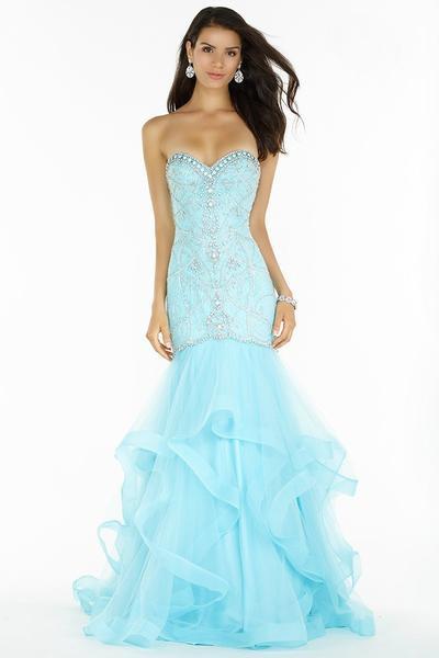 Alyce Paris - 6746 Tulle Ruffled Mermaid Gown In Blue