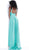Jovani - 67471 Deep V-neck Jersey A-line Dress With Slit and Train In Green