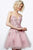 Jovani - 67573 Applique Deep V-neck A-line Dress In Pink and Gold