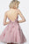 Jovani - 67573 Applique Deep V-neck A-line Dress In Pink and Gold