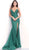 Jovani - 67593 Strapless Plunging Neckline High Slit Prom Dress in Green