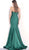 Jovani - 67593 Strapless Plunging Neckline High Slit Prom Dress in Green