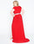 Mac Duggal - 67604F V Neckline Beaded Waist Long Gown in Red