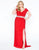 Mac Duggal - 67604F V Neckline Beaded Waist Long Gown in Red