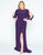 Mac Duggal - 67609F Bead Embroidered Bateau Sheath Dress With Train in Purple