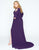 Mac Duggal - 67609F Bead Embroidered Bateau Sheath Dress With Train in Purple