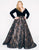 Mac Duggal - 67614F Velvet Long Sleeve Sequined Ballgown in Black and Neutral