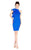 Mac Duggal Cocktail - 67619N High Halter Fitted Dress With Ruffle Wrap in Blue
