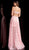 Jovani - 67625 Floral Applique Plunging V-neck A-line Dress In Pink