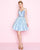 Mac Duggal - 67626N Jeweled Floral Applique A-line Cocktail Dress in Blue