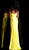 Jovani - 67627 Strapless Deep V-neck A-line Dress With Slit in Yellow