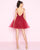 Mac Duggal - 67637N Sleeveless Scoop Tulle Polka Dot A-line Dress in Red
