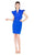 Mac Duggal Cocktail - 67650N Ruffled Cap Sleeve V-neck Fitted Dress in Blue