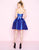 Mac Duggal - 67652N Straight Neck Satin A-line Cocktail Dress in Blue and Purple