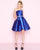 Mac Duggal - 67652N Straight Neck Satin A-line Cocktail Dress in Blue and Purple