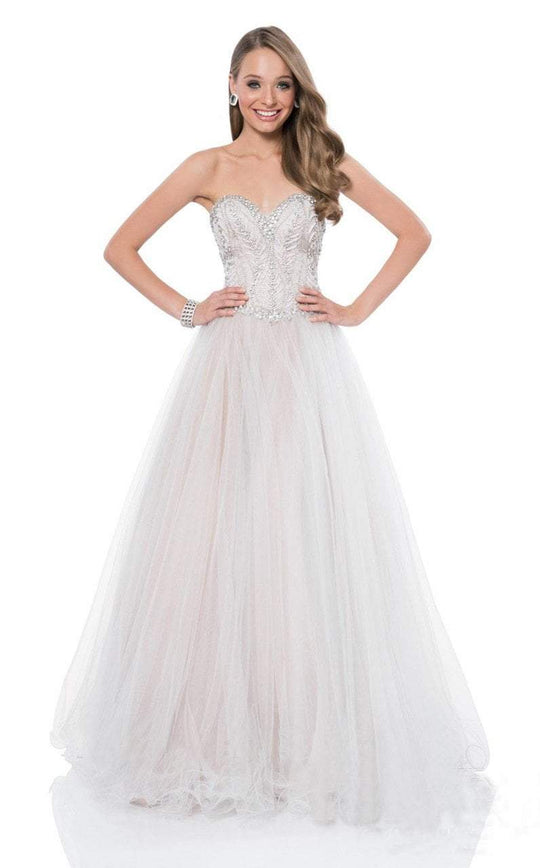 Terani Couture - Strapless Sequined Ballgown 1611P1240B in White