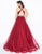 Mac Duggal - 67663R Polka Dot Tulle Halter Style Evening Gown in Red