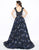 Mac Duggal - Beaded and Printed Bateau Ballgown 67669R