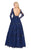 Mac Duggal Ballgowns - 67682H Long Sleeve Sequined Lace Ballgown In Blue