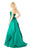 Mac Duggal Flash - 67687L Embellished Belt Strapless Satin Prom Gown in Green