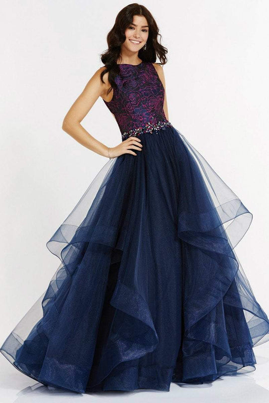 Alyce Paris Prom Collection - 6768 Gown in Blue and Pink