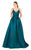 Mac Duggal Ballgowns - 67691H Sleeveless Ruched Waist V Neck Ballgown in Green