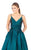 Mac Duggal Ballgowns - 67691H Sleeveless Ruched Waist V Neck Ballgown in Green