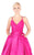 Mac Duggal Ballgowns - 67691H Sleeveless Ruched Waist V Neck Ballgown in Pink
