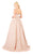 Mac Duggal Ballgowns - 67695H Bead-Crusted Rosette Empire Ballgown In Nude