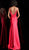 Jovani - 67801 Deep V-neck Trumpet Dress With Cowl Back in Red