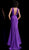 Jovani - 67814 Deep V-neck Ruched Trumpet Dress In Purple