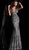 Jovani - Embellished Plunging V-neck Mermaid Evening Gown 67844 In Blue and Gold