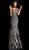 Jovani - 67844 Embellished Deep V-neck Mermaid Dress With Train in Blue and Gold