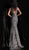 Jovani - Embellished Plunging V-neck Mermaid Evening Gown 67844 In Blue and Gold