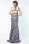 Illusion High Halter Sequined Sheath Gown In Gray