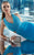 Alyce Paris B'Dazzle - 35771 Shirred V-Neck Grecian Gown in Blue