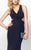 Alyce Paris B'Dazzle - 35771 Shirred V-Neck Grecian Gown in Blue