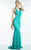 Alyce Paris B'Dazzle - 35771 Shirred V-Neck Grecian Gown in Blue and Green