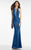 Alyce Paris B'Dazzle - 35793 Sleeveless Halter Open Back Long Gown in Blue