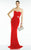 Alyce Paris B'Dazzle - 35805 Strapless Ruched Long Gown with Brooch in Red