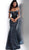Jovani - 67962 Off-Shoulder Glitter Jersey Trumpet Dress In Black And Blue