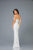 Scala - 48950 Embellished Straight Across Neck Sheath Dress In White and Silver