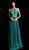 Jovani - 68090 Embellished Halter Pleated A-line Dress in Green