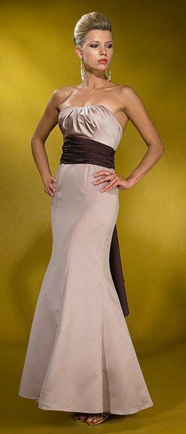 Alexia Designs - 680 Two Tone Satin Trumpet Dress In Brown