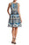 Nine West - 10637622 Halter Pleated Cotton Cocktail Dress in Blue and Multi-Color