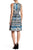 Nine West - 10637622 Halter Pleated Cotton Cocktail Dress in Blue and Multi-Color