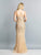 Dave & Johnny - A6830 Sequin Embellished Fringed Sheath Dress In Neutral