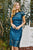 Tadashi Shoji - Sequined Jewel Neck Sheath Dress In Blue